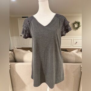 FreeOak NWT Women's Gray Lace up Short Sleeve  Size Medium